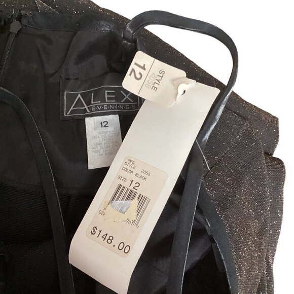 NWT Alex Evenings Sleeveless Black Metallic Evening Gown Maxi Dress Sz 12 #6G - Picture 7 of 7